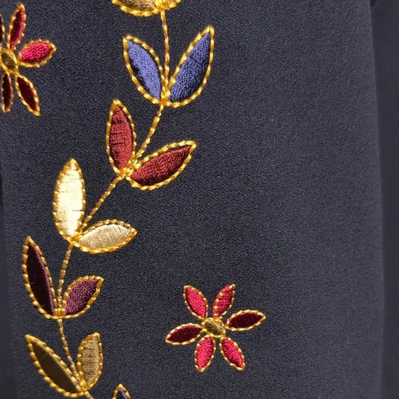 Dennis Basso Midnight Blue Jacket Embroidered Floral Classy Zip Front 16 - Picture 5 of 16